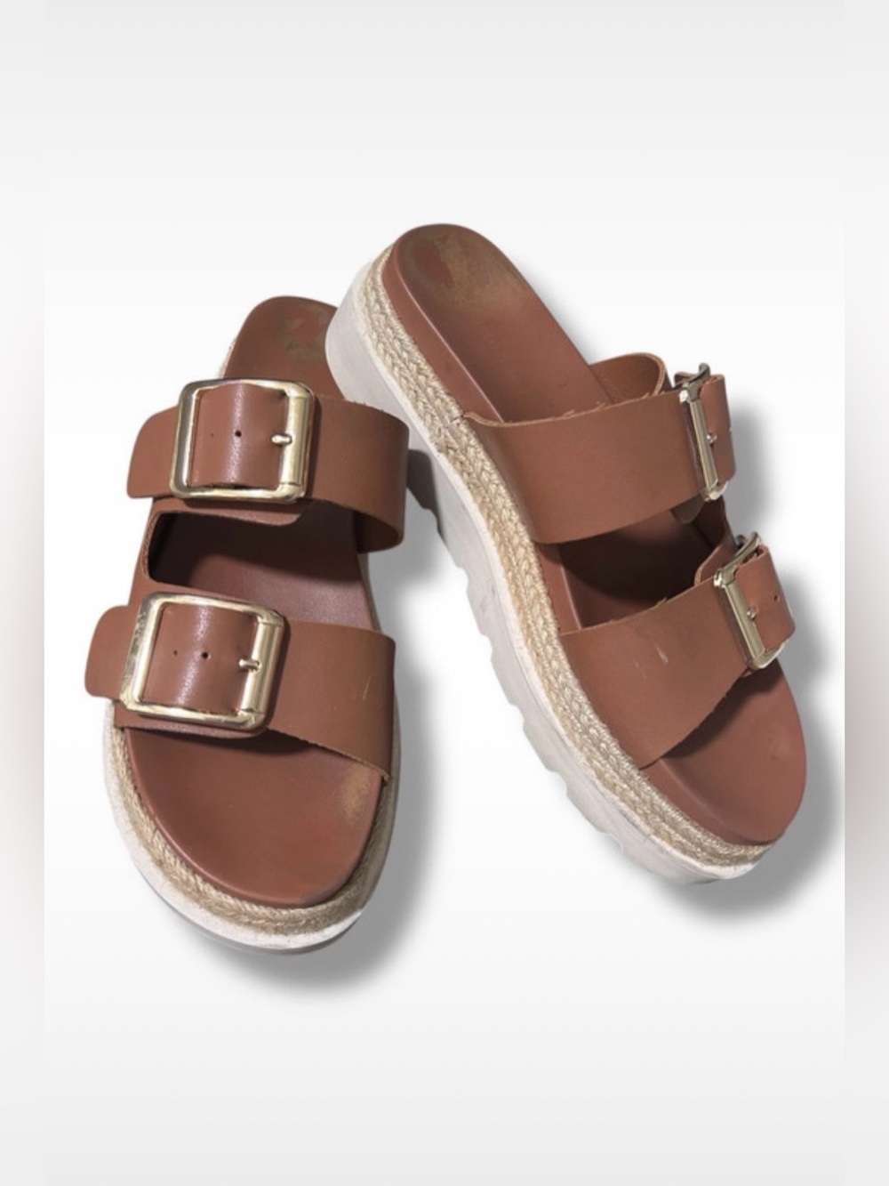 Madden Girl Mythical Espadrille Wedges Women’s Sandals in Dark Caramel Size 9